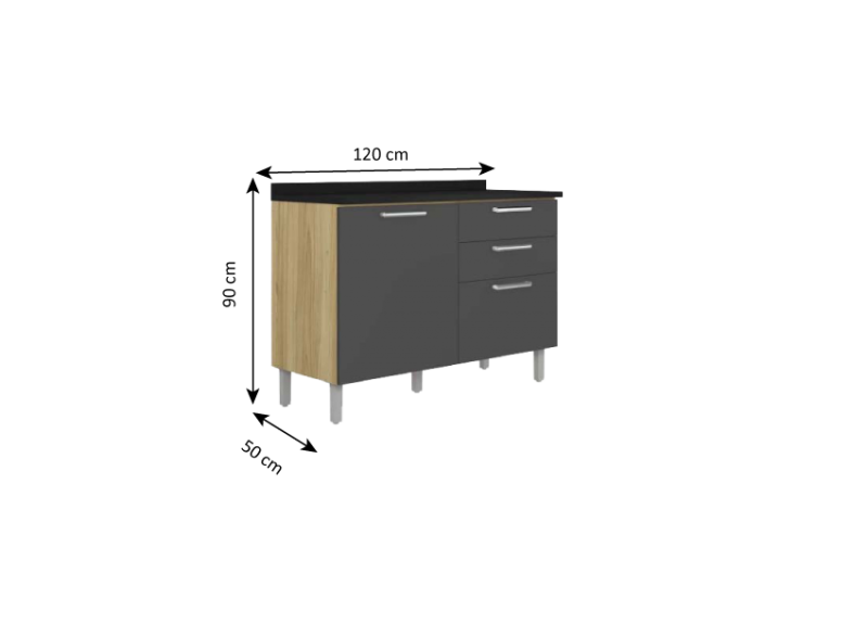 Wooden kitchen cabinet/cupboard with countertop - Clean Grey Flatpack DIY